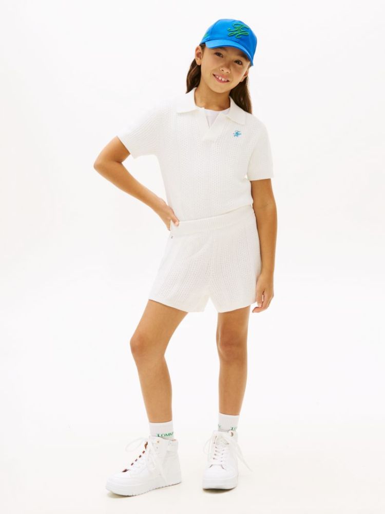 CROCHET STITCH SHORT YA8 Ivory Silk