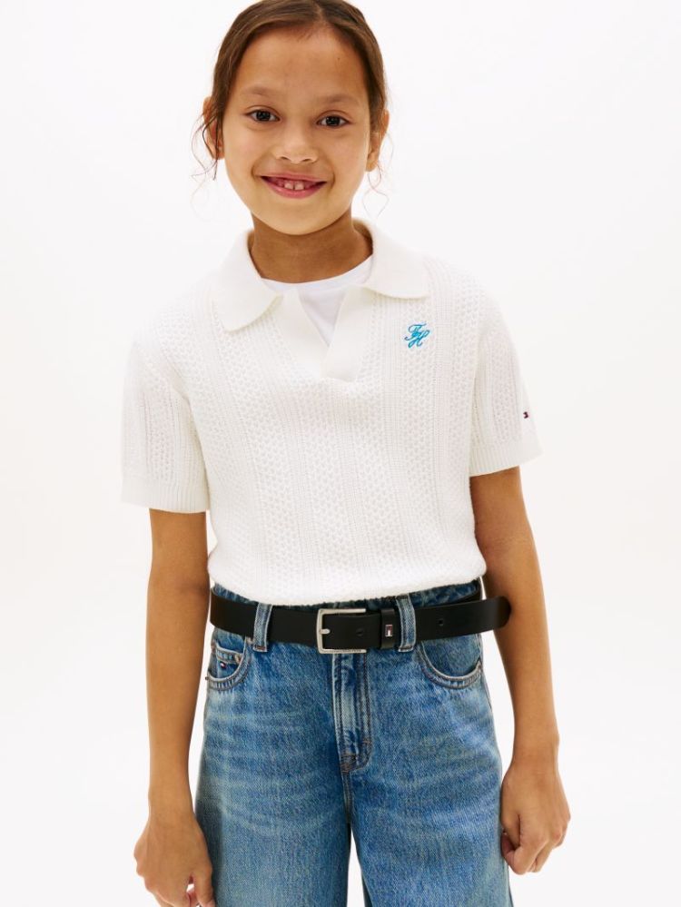 CROCHET STITCH TOP YA8 Ivory Silk