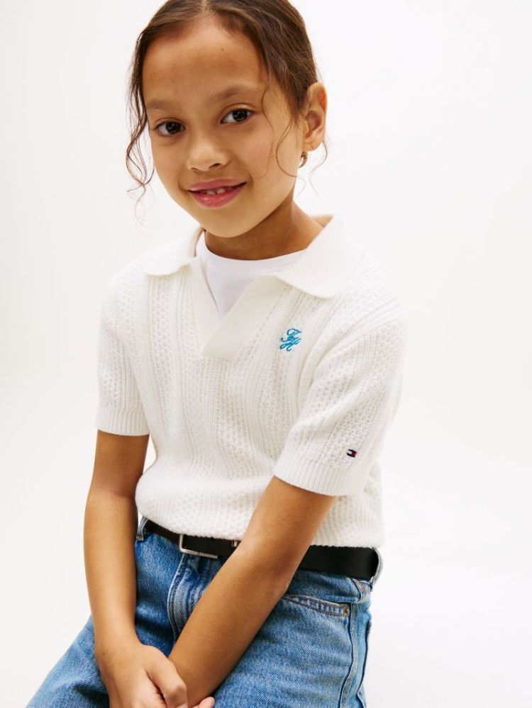 CROCHET STITCH TOP YA8 Ivory Silk