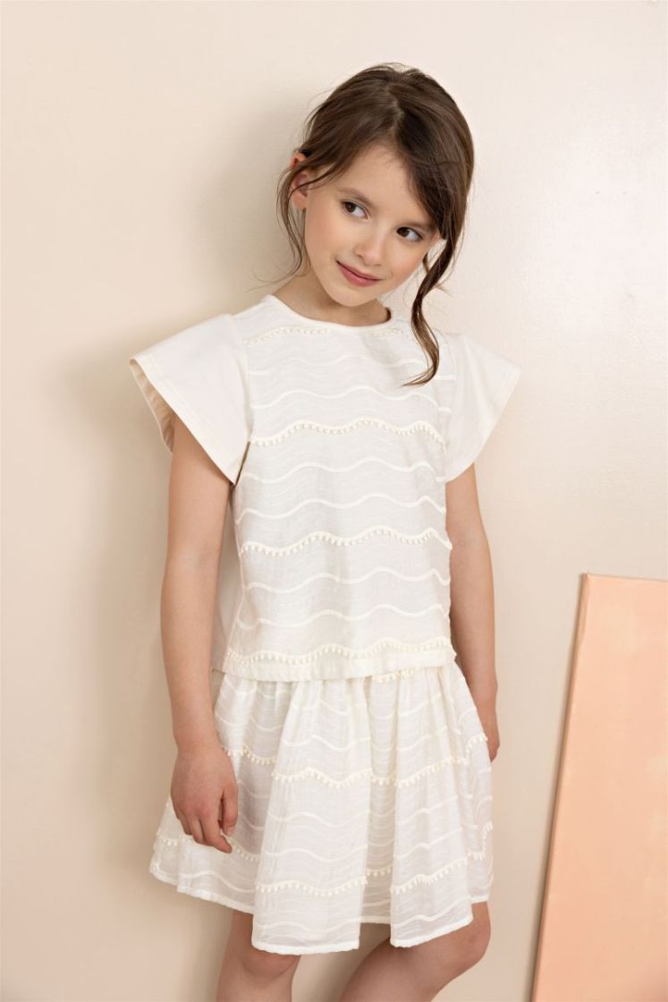 Ninu Skirt with Pompoms 020 Pearled Ivo
