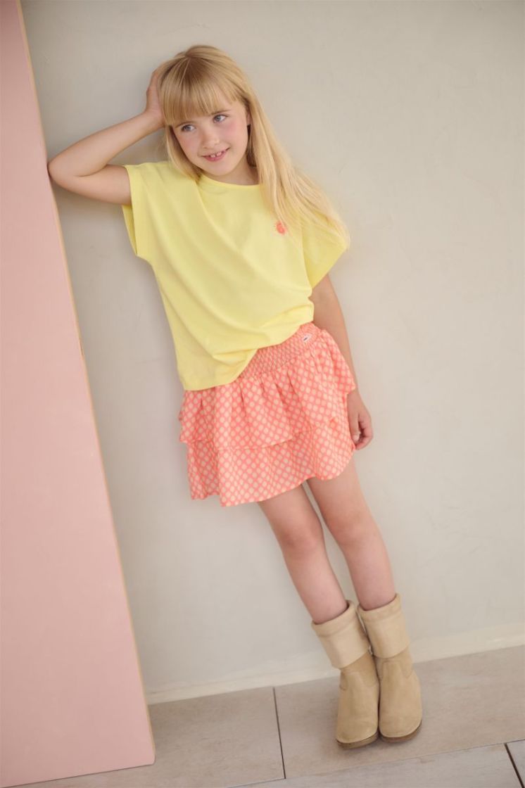 Nika AOP smocked skirt 545 Orange Cora