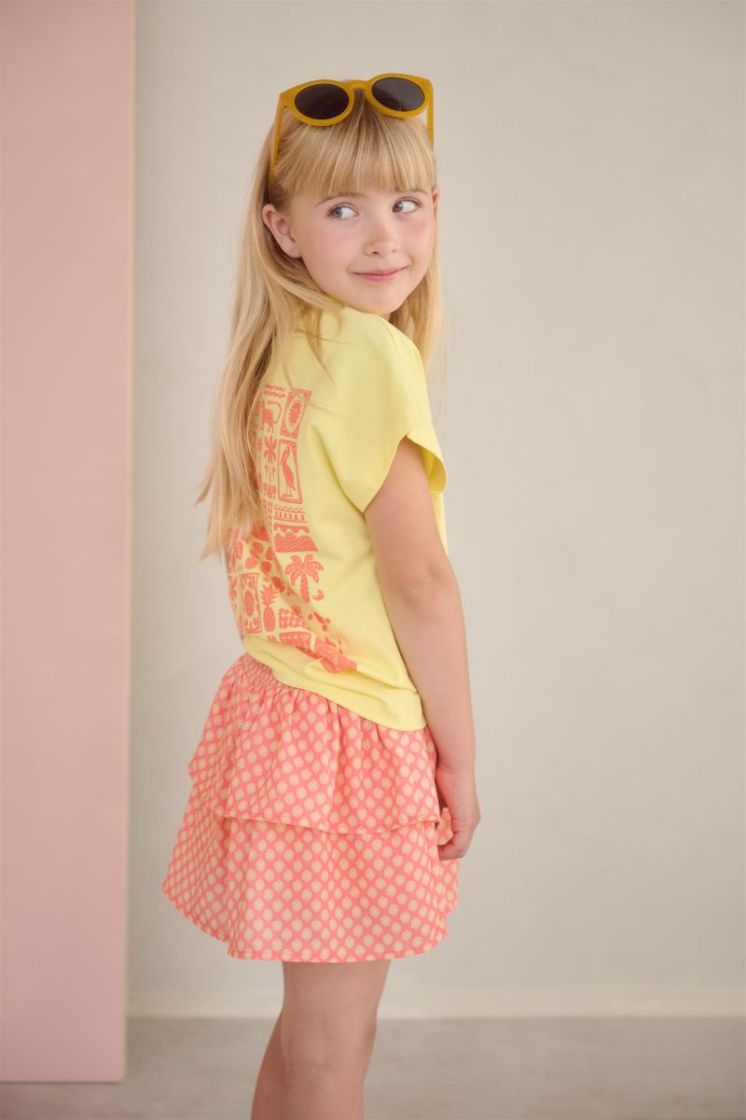 Nika AOP smocked skirt 545 Orange Cora