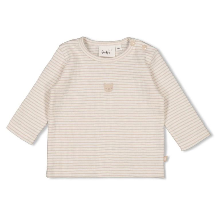 Longsleeve rib met streep zand