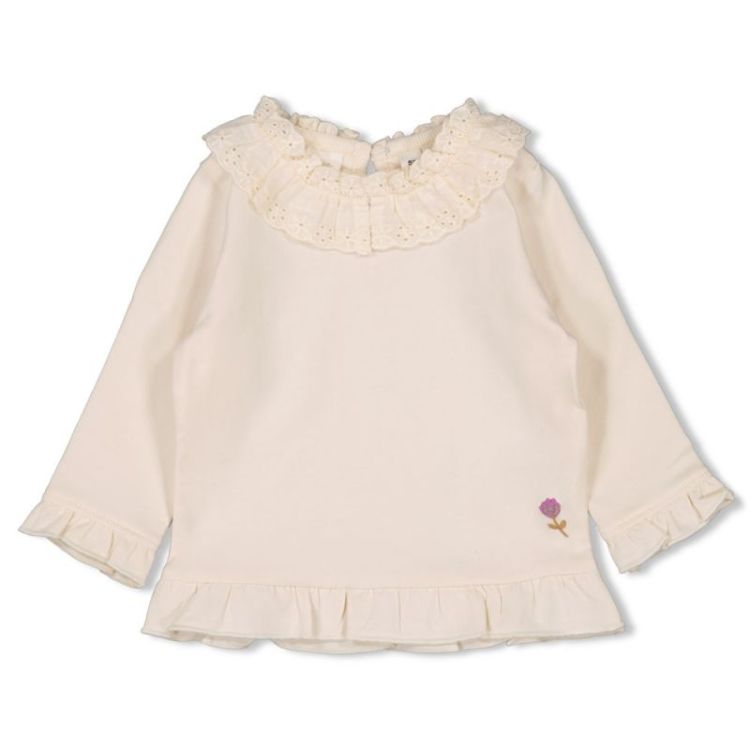 Longsleeve met kraag - Flower offwhite