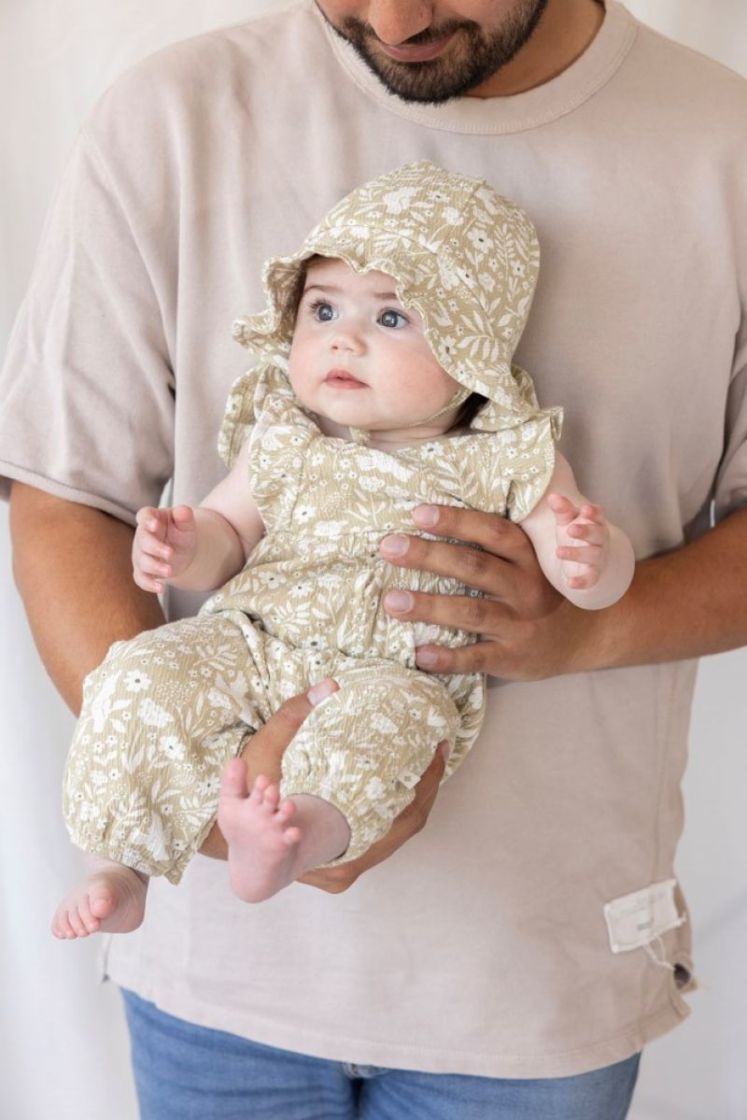 Jumpsuit crinkle AOP Groen