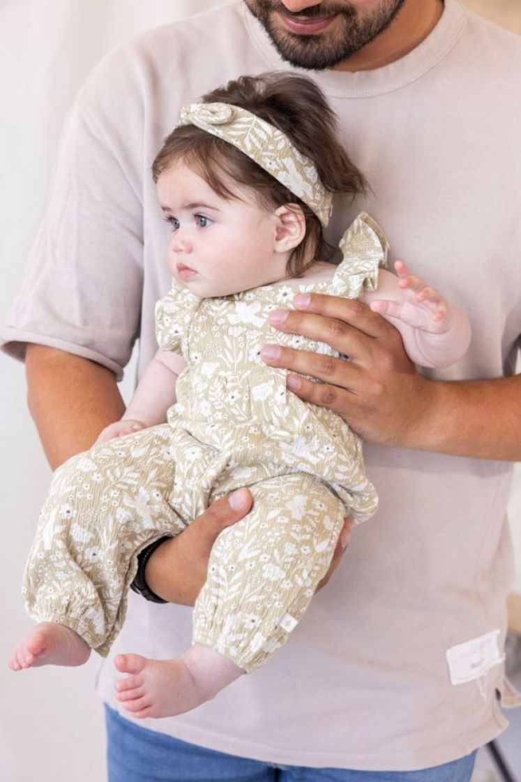 Jumpsuit crinkle AOP Groen