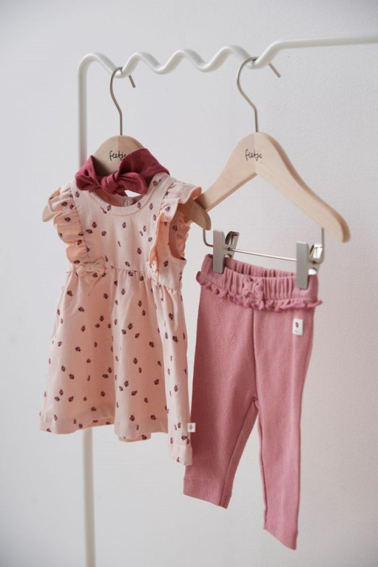Legging ajour rib - Ladybug roze