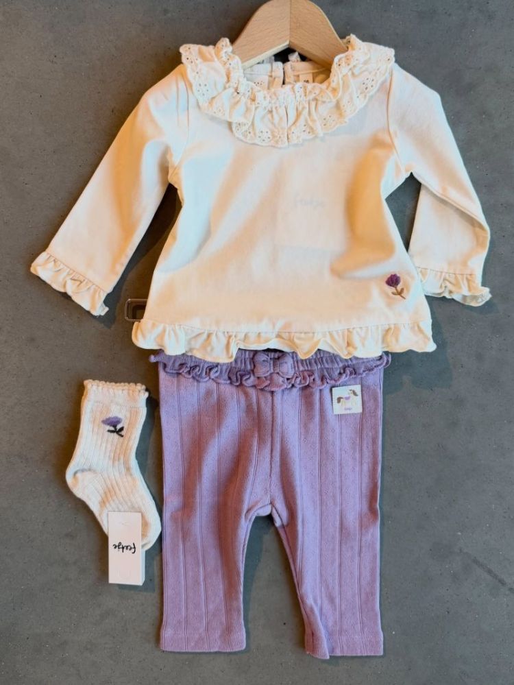 Legging pointelle rib - Flower Violet