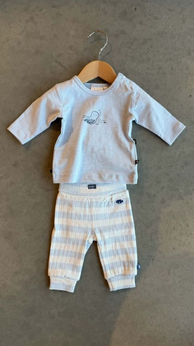 Broek rib met streep - Blue Blauw