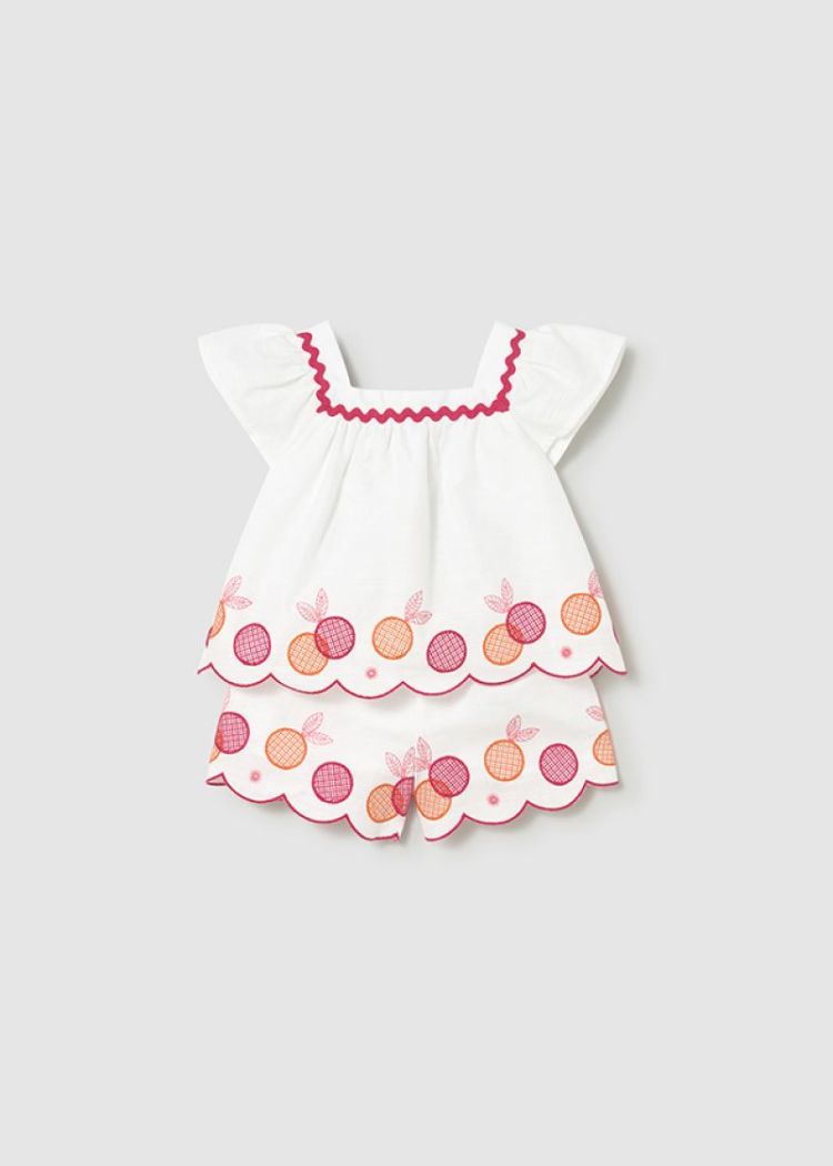 Embroidered bermudas set 081 White