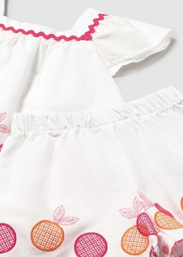 Embroidered bermudas set 081 White