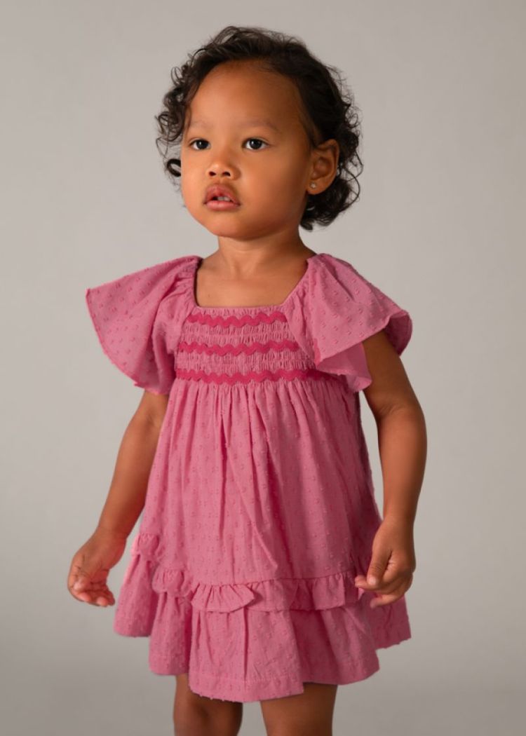 Swiss dot dress 041 Geranium