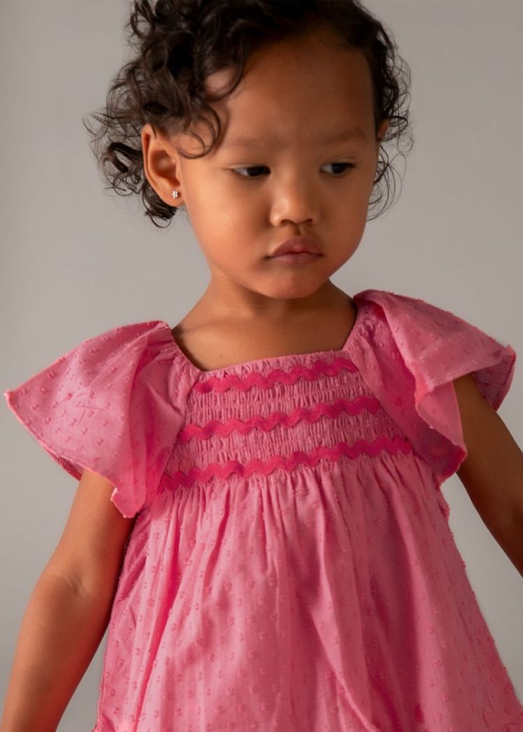 Swiss dot dress 041 Geranium