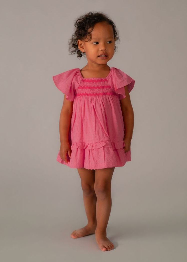 Swiss dot dress 041 Geranium