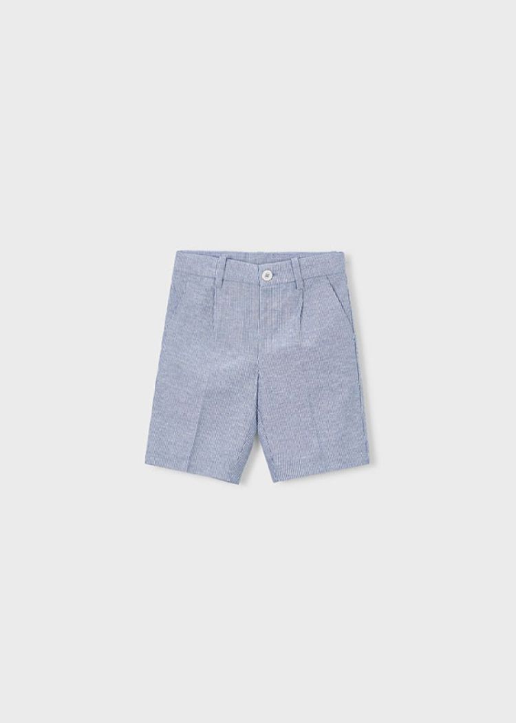 Linen suiting bermuda 049 BLUE STRIP