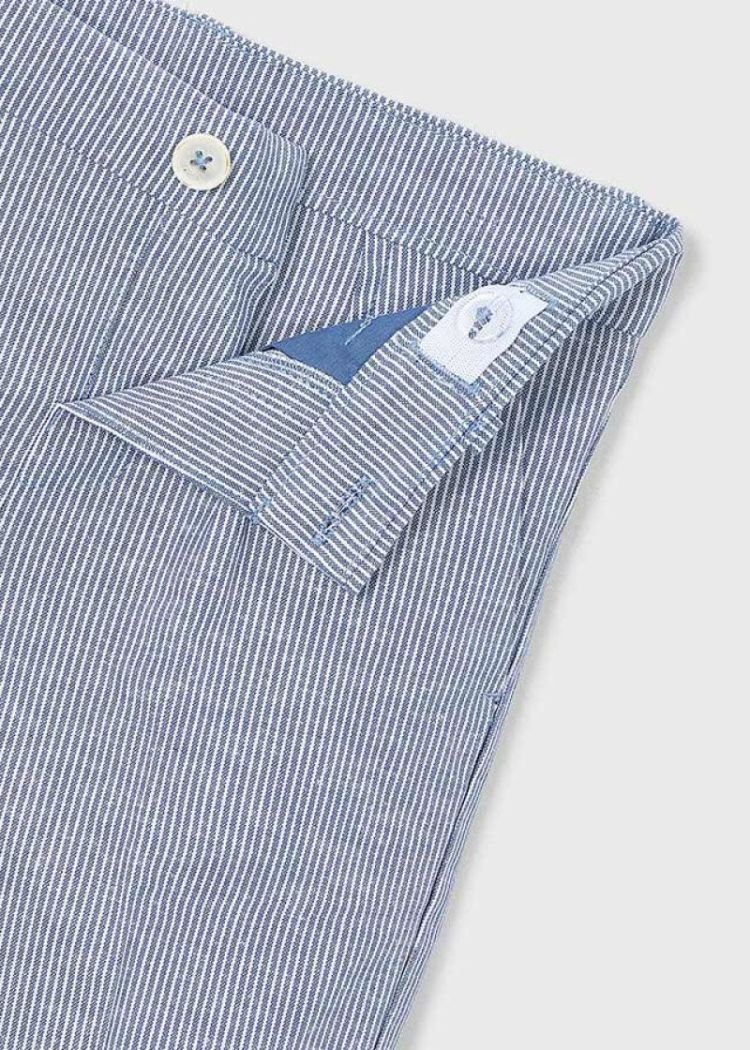 Linen suiting bermuda 049 BLUE STRIP