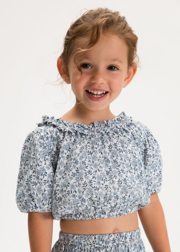 Printed dobby top 030 Sky blue