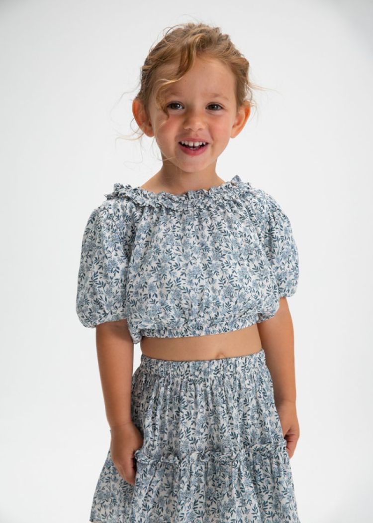 Printed dobby top 030 Sky blue