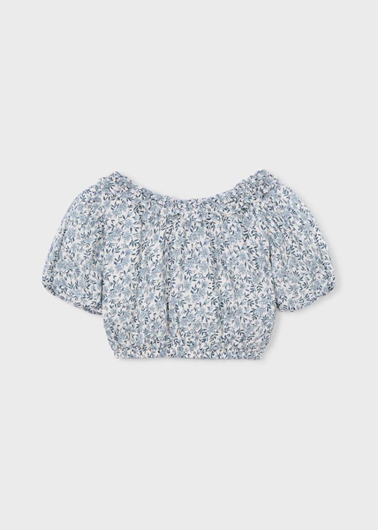 Printed dobby top 030 Sky blue