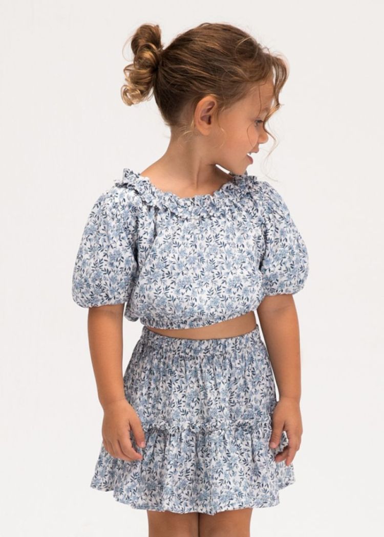Printed dobby skirt 064 Sky blue