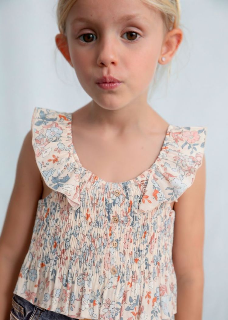Printed bambula top 051 Salmon