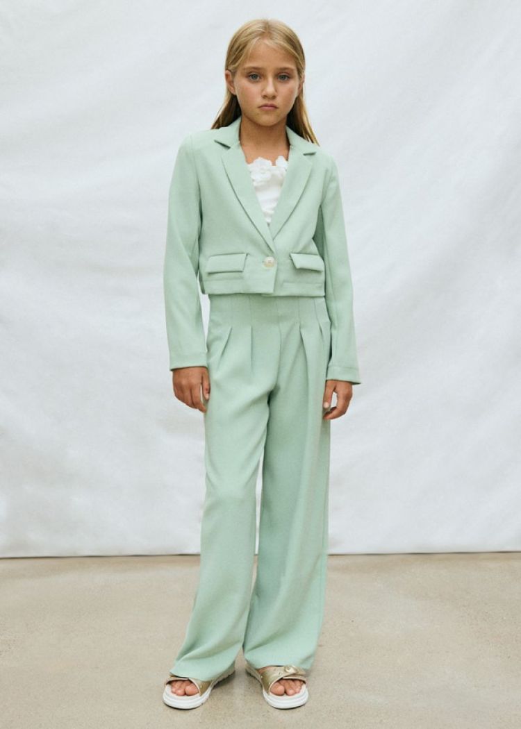 Crepe knit pants 094 Sage