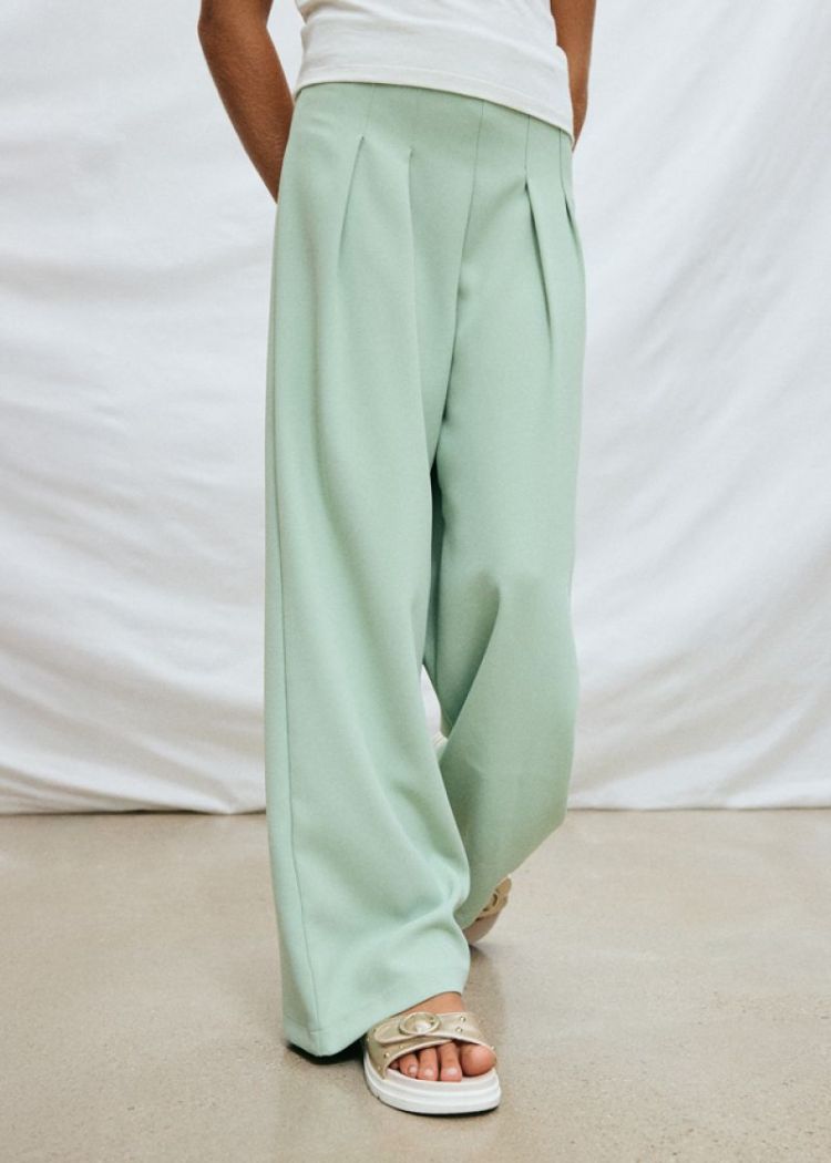 Crepe knit pants 094 Sage