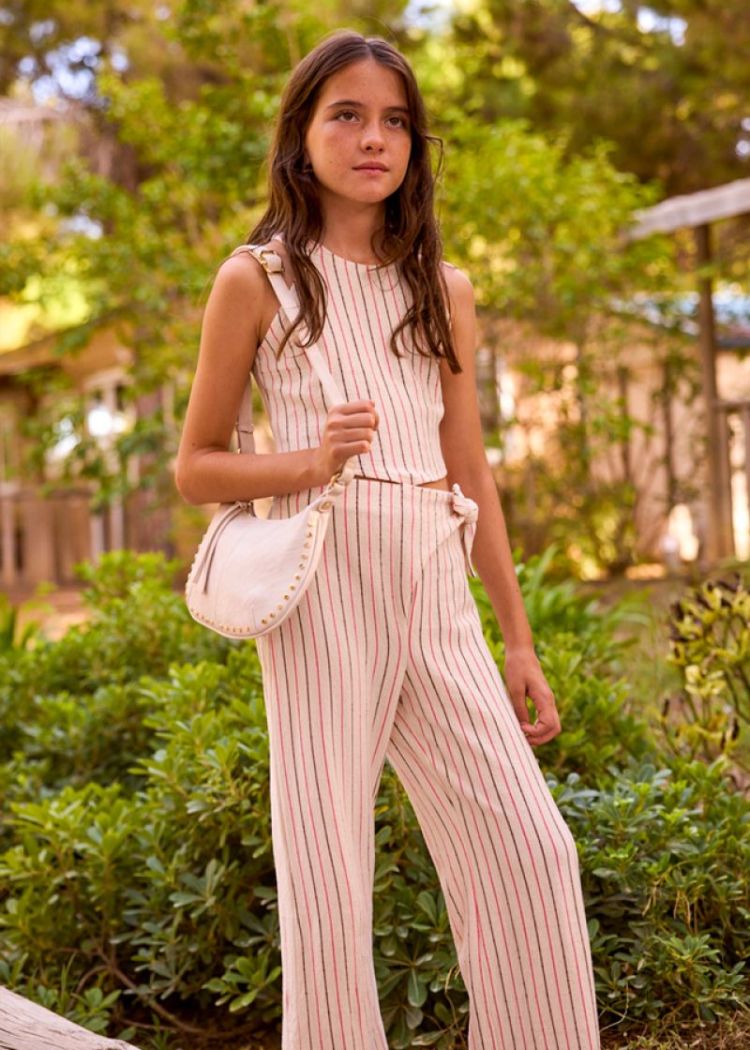 Stripes long trousers 026 Nude-coral