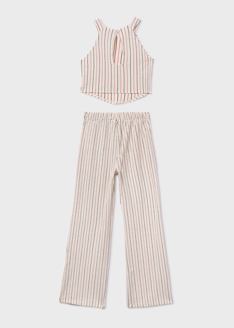 Stripes long trousers 026 Nude-coral