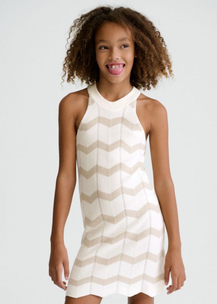 Zigzag knit dress 064 crudo-sand