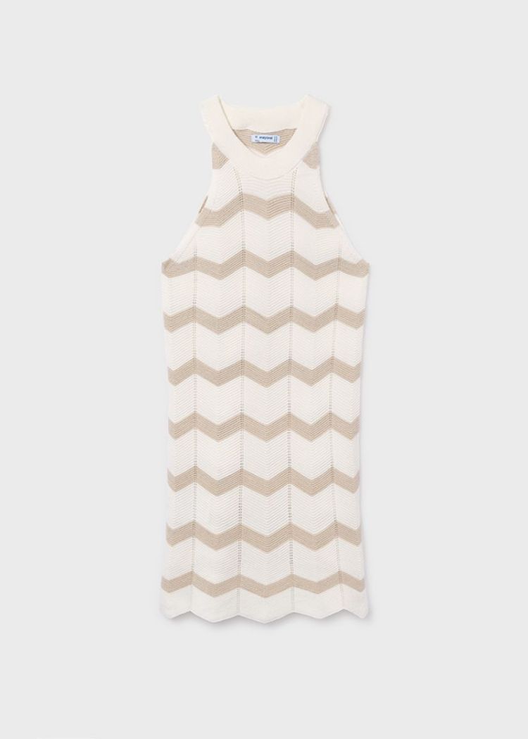 Zigzag knit dress 064 crudo-sand