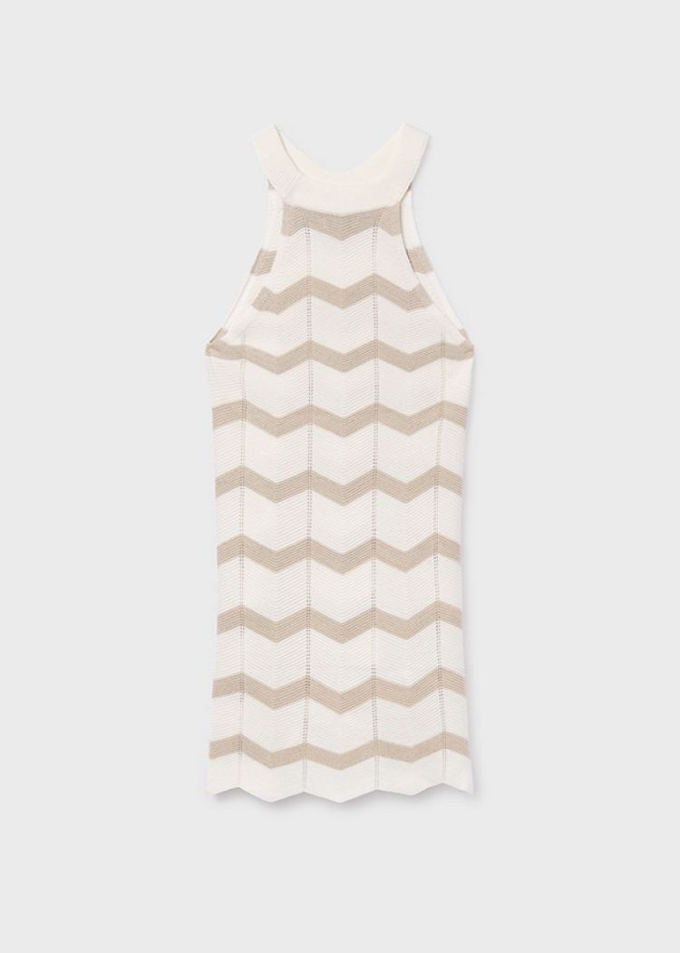 Zigzag knit dress 064 crudo-sand