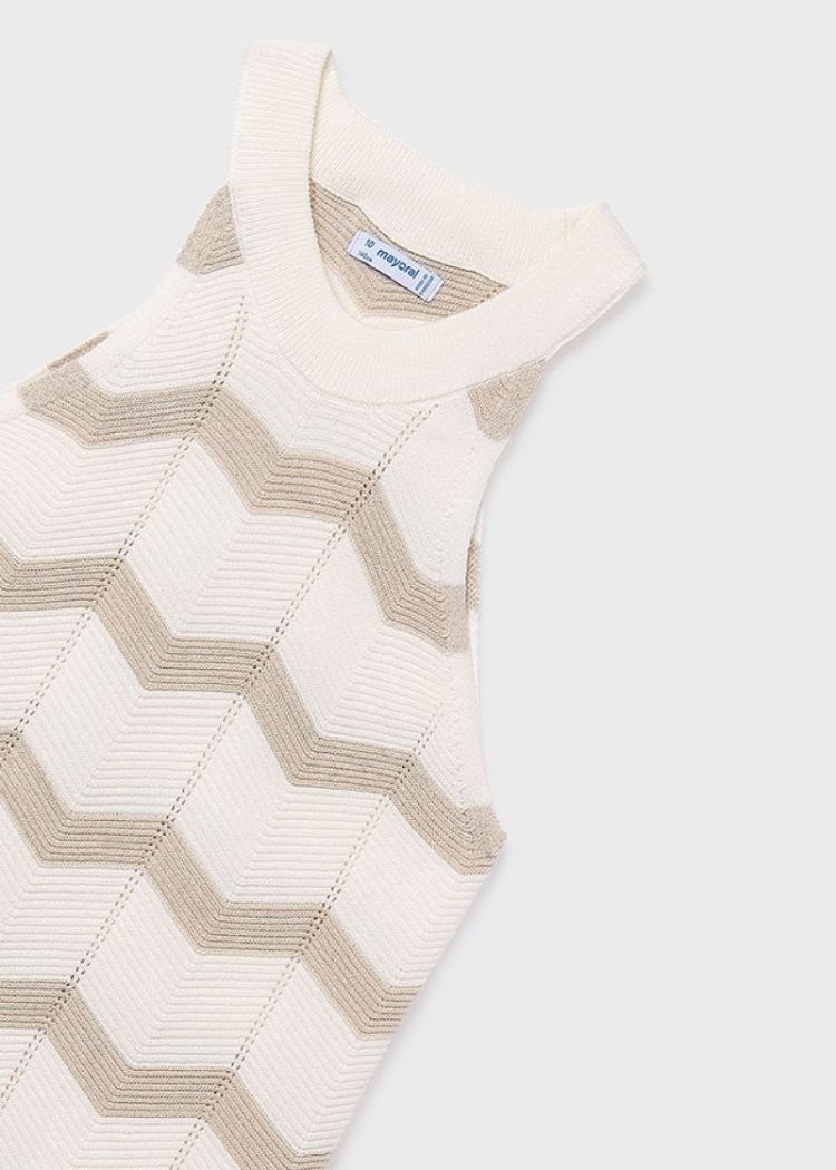 Zigzag knit dress 064 crudo-sand