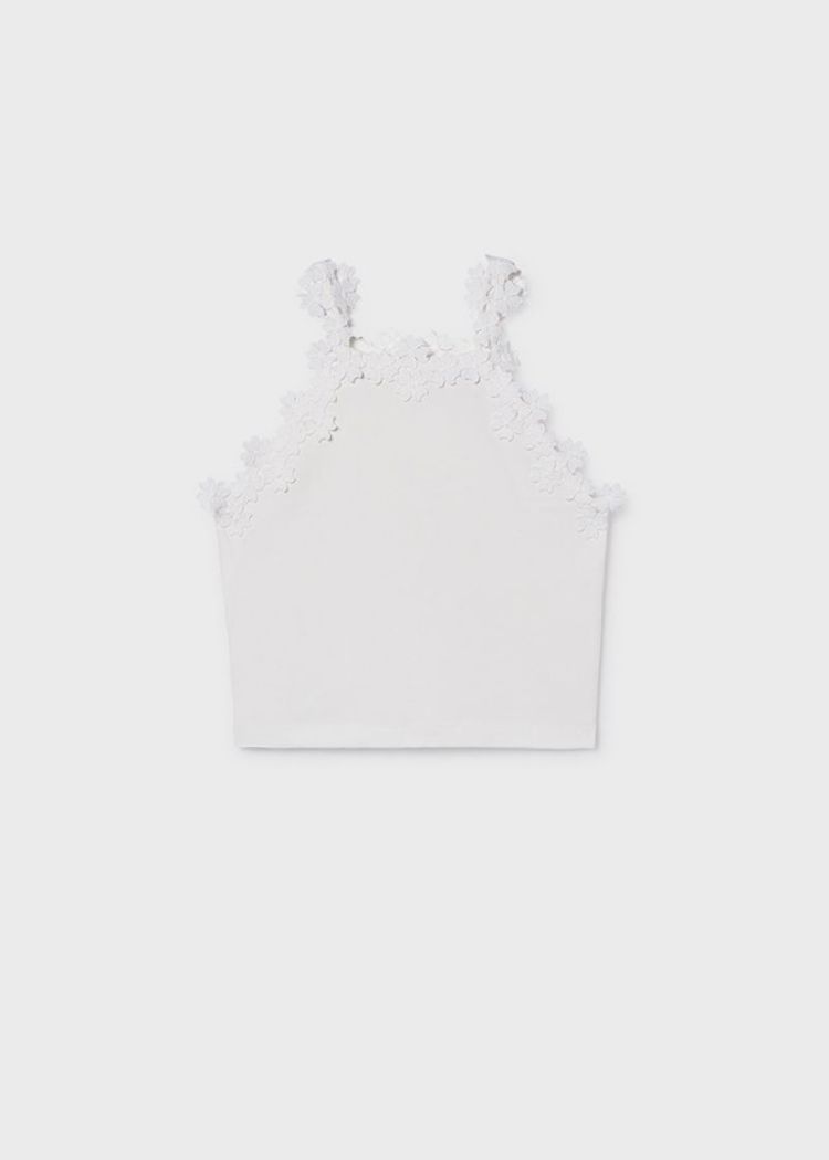 Tank top lace trim 019 White