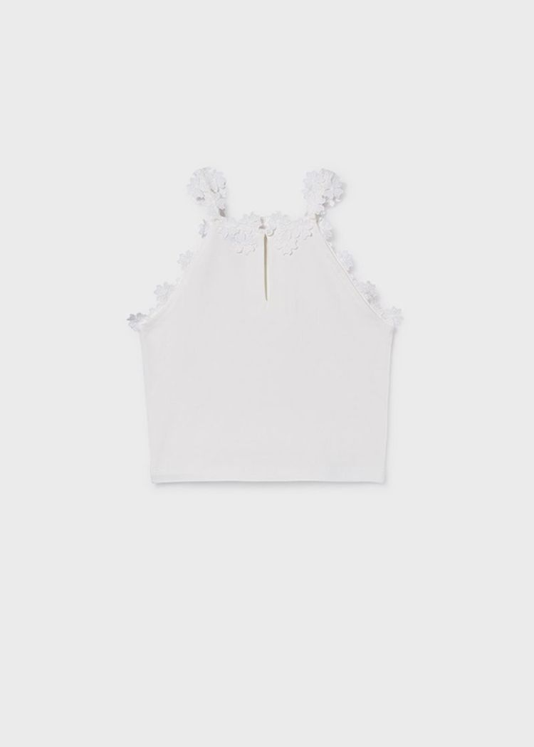 Tank top lace trim 019 White