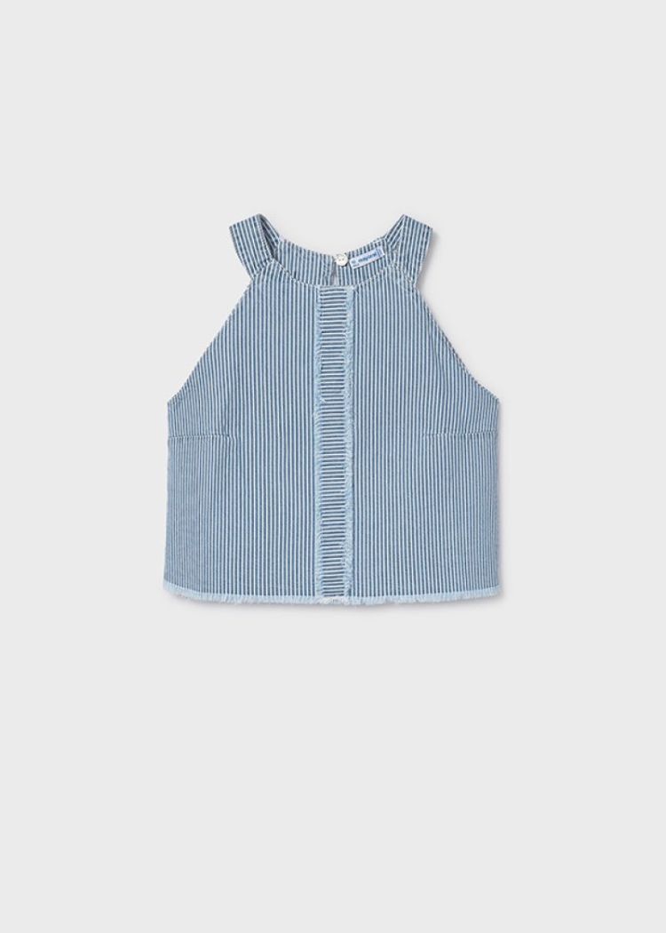 Denim striped top 054 Indigo