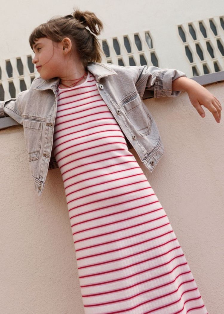 Midi striped dress 076 white cher