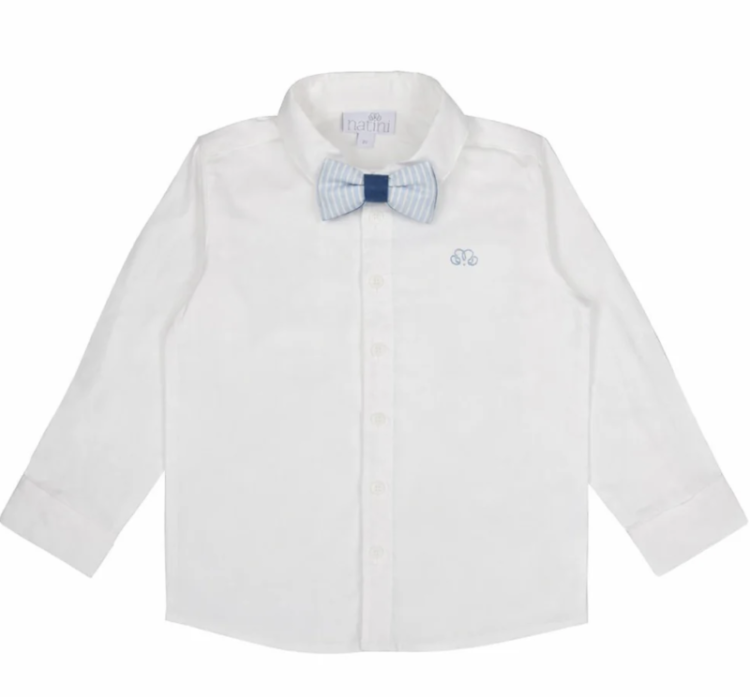 SHIRT BOW STRIPES WHITE
