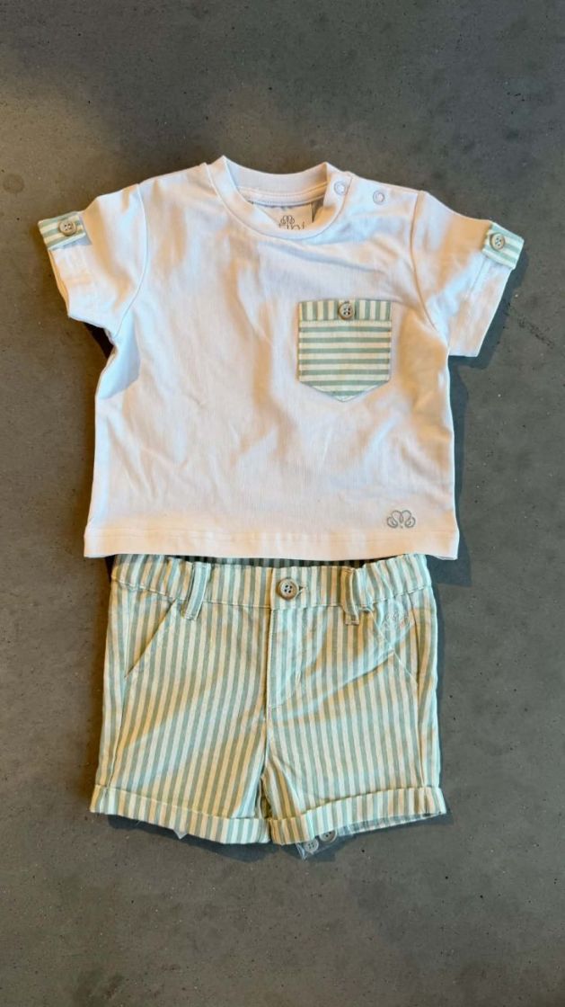 SHORT STRIPES LEO OFFWHITE-GREEN
