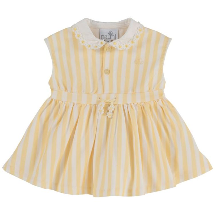 DRESS FANNY STRIPES WHITE - YELLOW