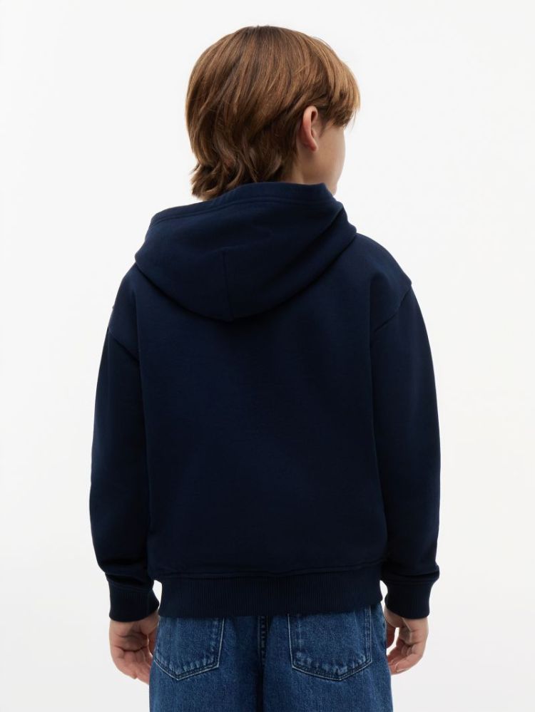 TONAL FLAG ZIP THROUGH HOODIE C1G Dark Night