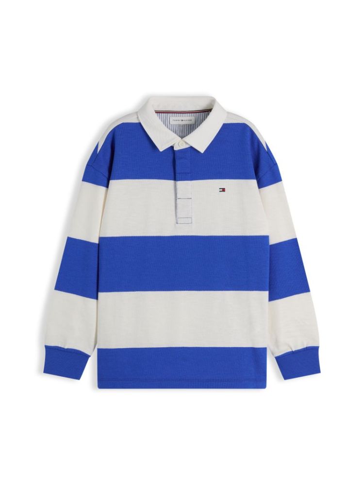 SLUB RUGBY STRIPE POLO LS C8P Noble Blue 