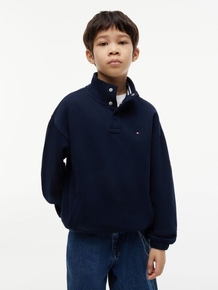 BUTTON HIGH NECK SWEATSHIRT C1G Dark Night 