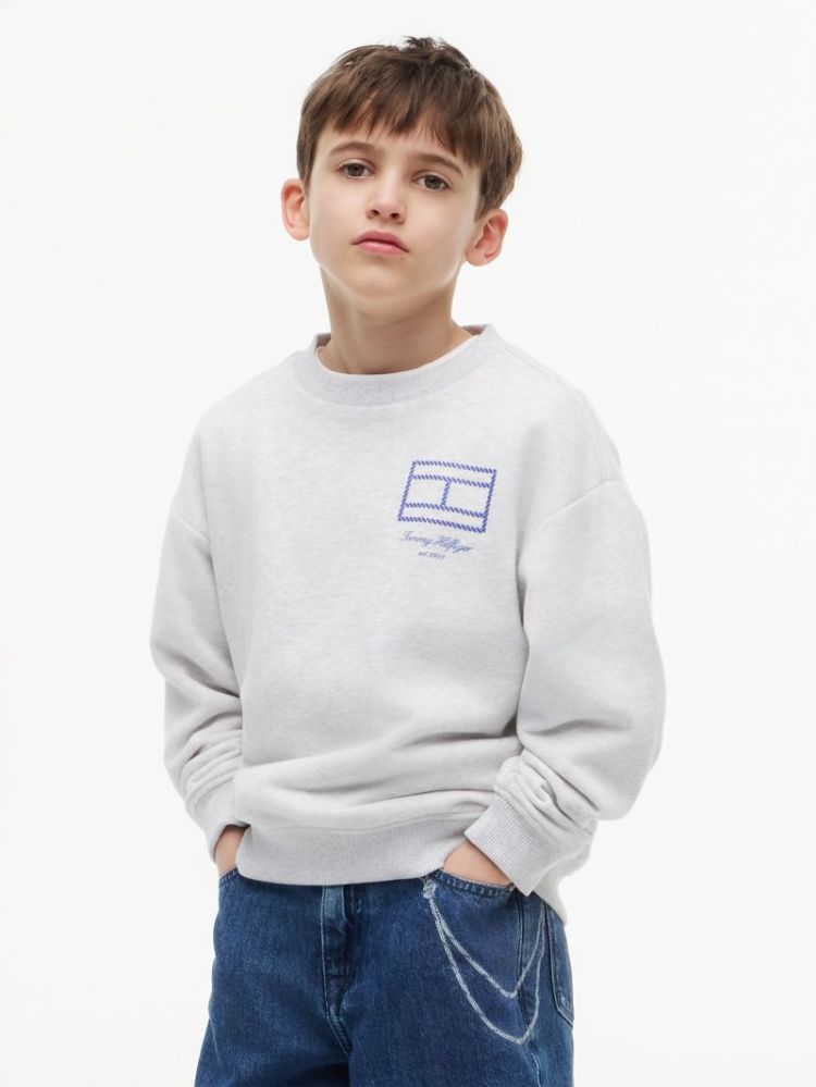 OUTLINE FLAG GRAPHIC SWEATSHIR P09 Light Grey