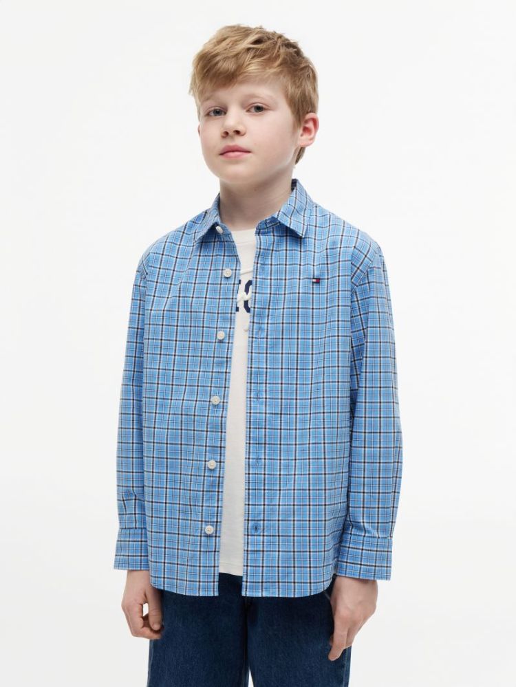 POPLIN CHECKED SHIRT LS 0MT Blue Check
