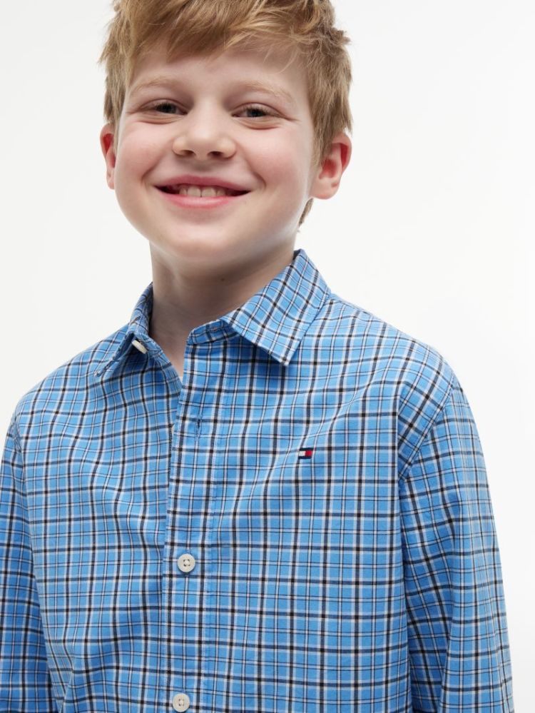 POPLIN CHECKED SHIRT LS 0MT Blue Check