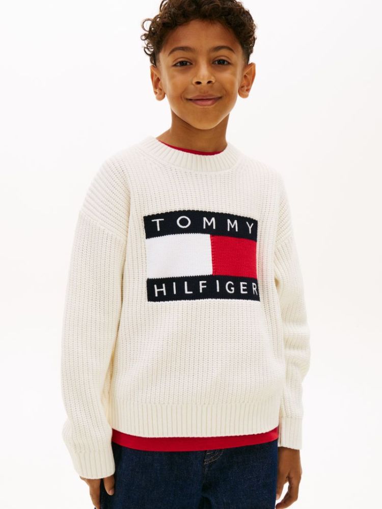 HERITAGE FLAG SWEATER YA8 Ivory Silk