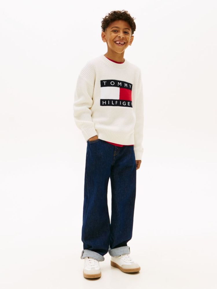 HERITAGE FLAG SWEATER YA8 Ivory Silk