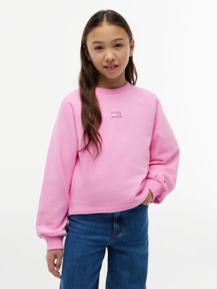 TONAL FLAG RAGLAN CREW TOU Pink Daisy