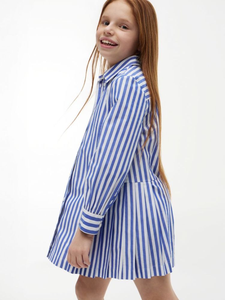 PLEATED SHIRT DRESS LS C8P Noble Blue